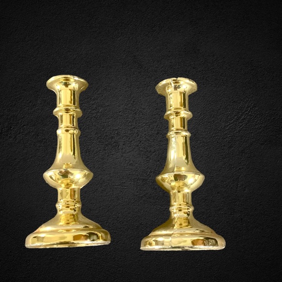 Vintage Other - Two Miniature Gold Tone Color Candlesticks - Set